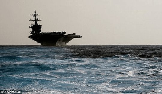 1.250 binh sĩ Mỹ cùng với tàu USS Carl Vinson (trong hình) đã đến TP Darwin để tập trận quân sự với Úc. Ảnh: AAP