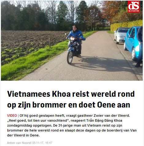 Chuyến phượt xe máy của Trần Đặng Đăng Khoa lên báo Hà Lan - Ảnh 1.