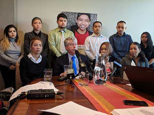 Family members of Tommy Le and their attorneys announced a lawsuit against the King County Sheriffs Office Tuesday, claiming Les constitutional rights were violated when he was killed by deputies while unarmed in Burien. 
