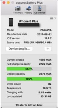 iPhone 8 Plus đạt 82 chu kỳ sạc sau gần 4 tháng.