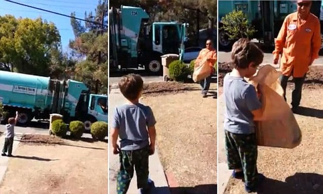 Cảm động cảnh tài xế xe rác tặng quà cho cậu bé tự kỷ 