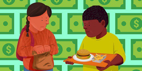 Nhiều học sinh Mỹ cảm thấy mặc cảm khi ăn trưa ở trường học. Ảnh: Huffington Post
