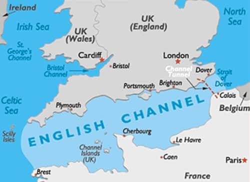 Vị trí của eo biển Manche (English Channel) nằm giữa Anh và Pháp. Đồ họa: World Atlas