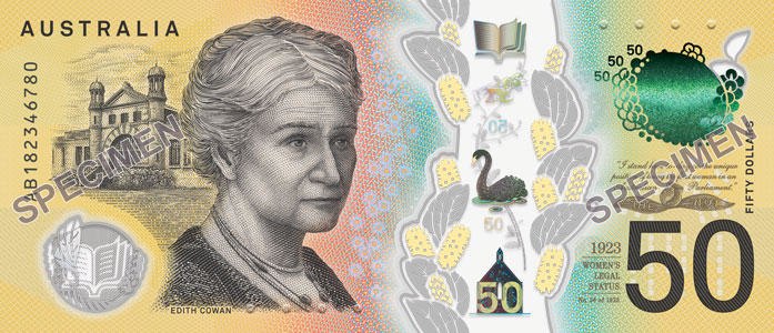 The new generation $50 banknote - serial number side.