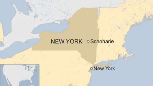 Tai nạn xảy ra ở hạt Schoharie, cách New York khoảng ba giờ lái xe. Đồ họa: BBC.