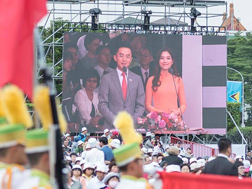 Thu Hằng dẫn chương trình tại một sự kiện lớn của Đài Loan tháng trước. Ảnh: Nhân vật cung cấp