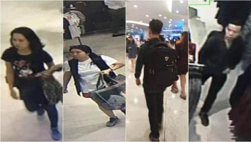 Cảnh sát công bố hình ảnh về những người Việt trộm cắp ở trung tâm mua sắm tại Bangkok, hình ảnh được trích xuất từ camera giám sát. Ảnh: Khaosod.