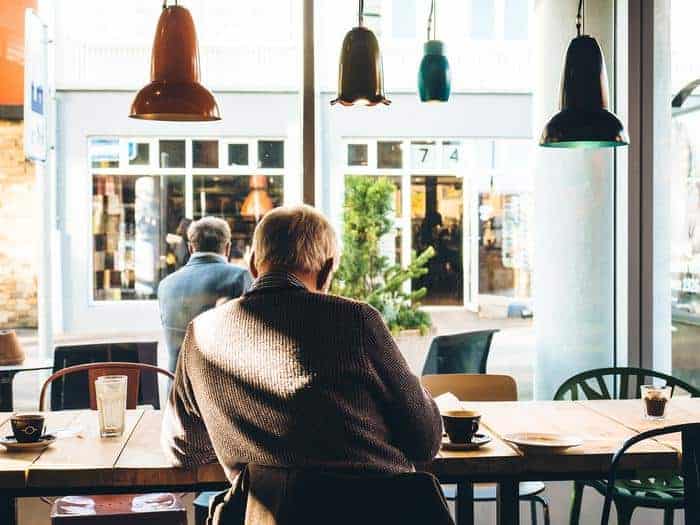 Old man in the coffee shop