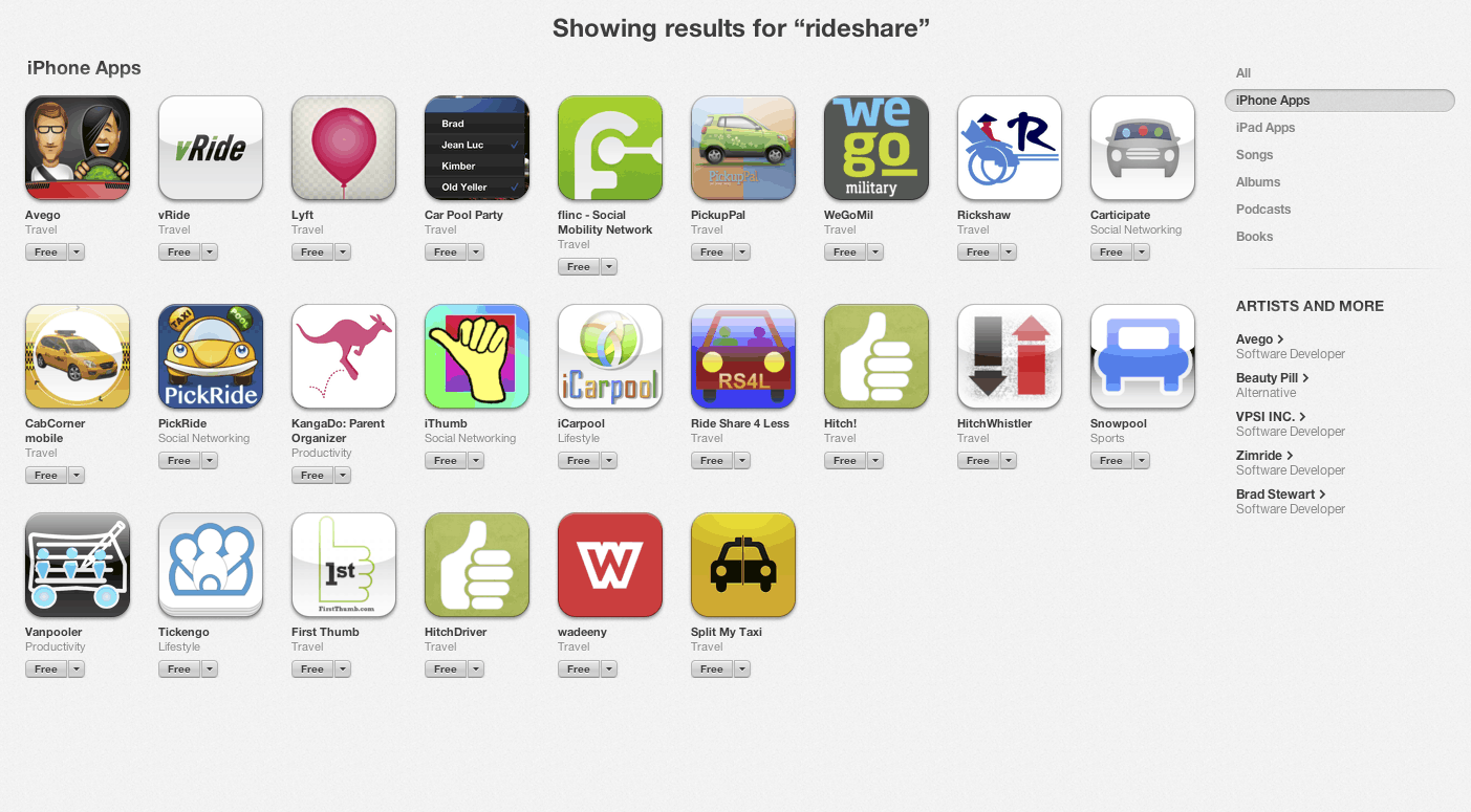 iPhone Rideshare apps