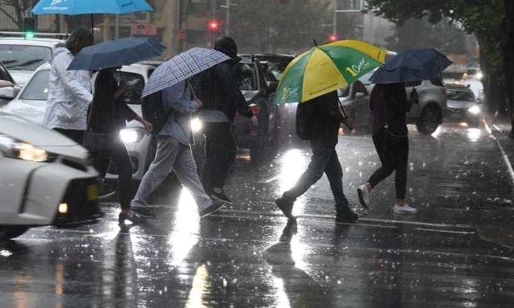 Người dân Australia che ô trên đường phố Sydney hôm nay. Ảnh: Reuters.