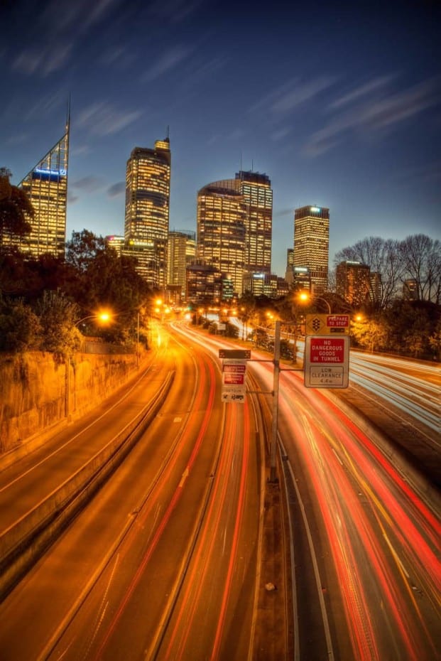 Top spot for some light trail photography towards Sydney CBD