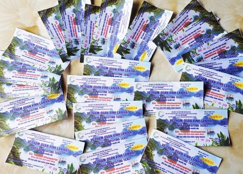 23 vé thăm quan vịnh Lan Hạ mà ông Trang đã bị Ban quản lý vịnh Cát Bà bắt mua mới cho ra Cát Ông mặc dù đoàn gia đình ông Trang không hề có nhu cầu và không đi thăm quan vịnh này. Ảnh: V.T