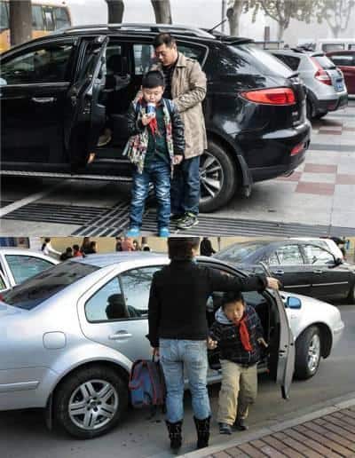 
Trẻ em xuất thân từ các gia đình có điều kiện tại Trung Quốc thường xuyên được đưa đón bằng xế riêng. (Ảnh: nguồn Sohu).
