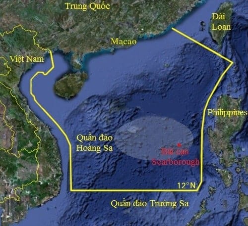 Khu vực Trung Quốc đơn phương cấm đánh bắt cá trên Biển Đông. Đồ họa: Google.