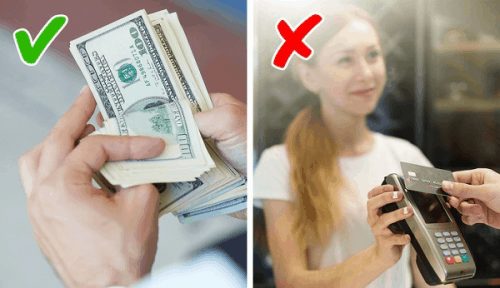 Chỉ dùng tiền mặt: Cách không tiền mặt tốt cho ví của bạn nhưng đừng quá lạm dụng chiếc thẻ tín dụng. Những người chi tiêu chiến lược thích tiền mặt hơn dùng thẻ, đặc biệt là cho các giao dịch mua bán nhỏ. Người giàu sống theo thói quen giữ mình càng xa các khoản nợ càng tốt. Bạn có thể bắt đầu trả tiền cho bữa ăn của mình bằng tiền mặt và tránh lưu thông tin chiếc thẻ tín dụng trong trình duyệt.