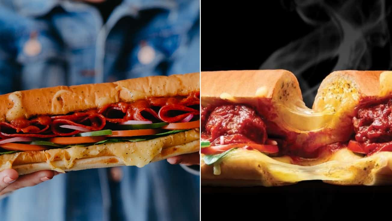 Có một tùy chọn pizza (trái) và thịt viên (phải).