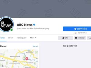 A screenshot of the ABC News page on Facebook showing no posts