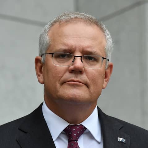 Prime Minister Scott Morrison at a press conference at Parliament House in Canberra.