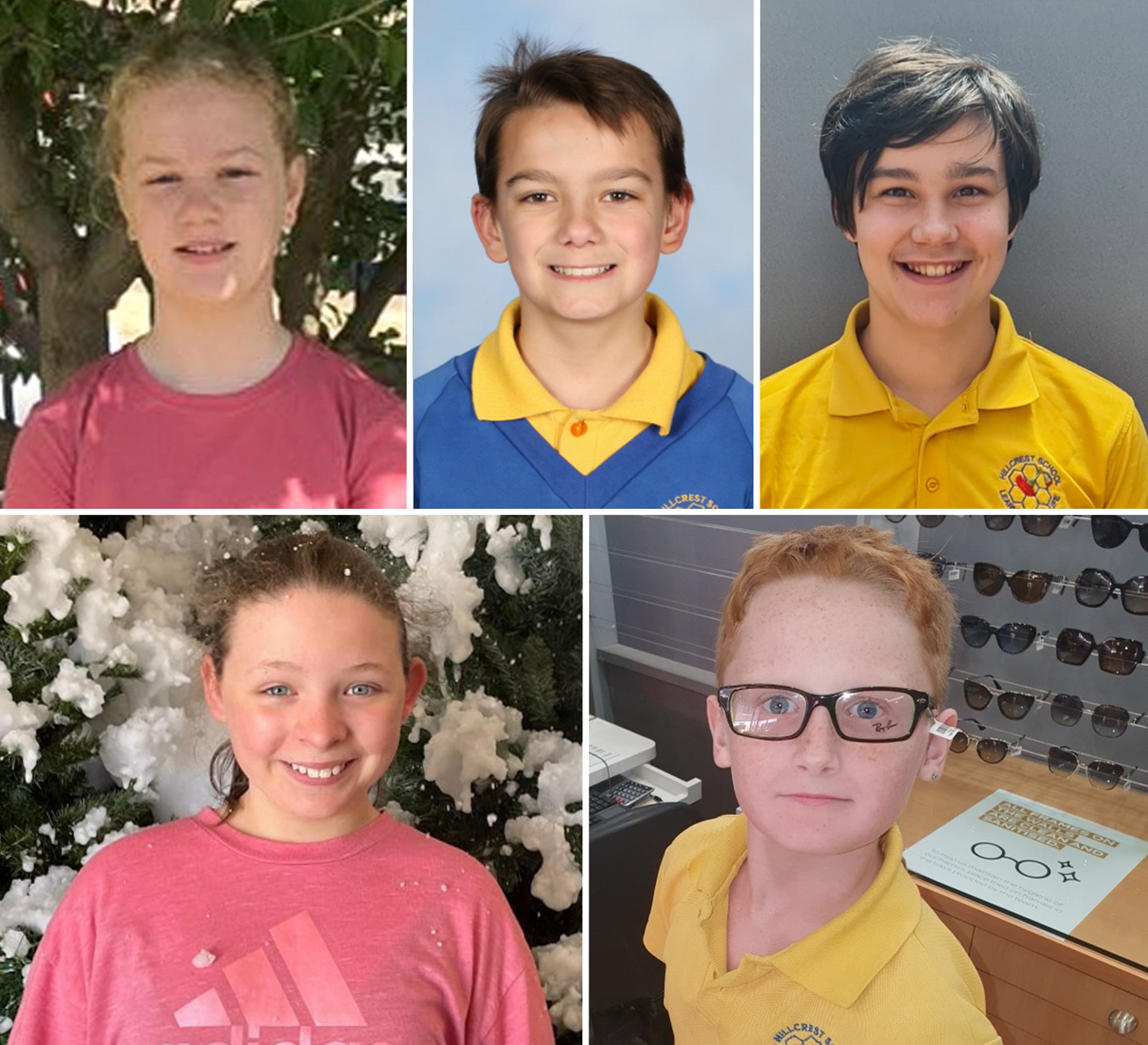 Tragedy victims: (L-R) Addison Stewart, 11, Jye Sheehan, 12, Zane Mellor, 12, Jalailah Jayne-Marie Jones, 12, and Peter Dodt, 12.