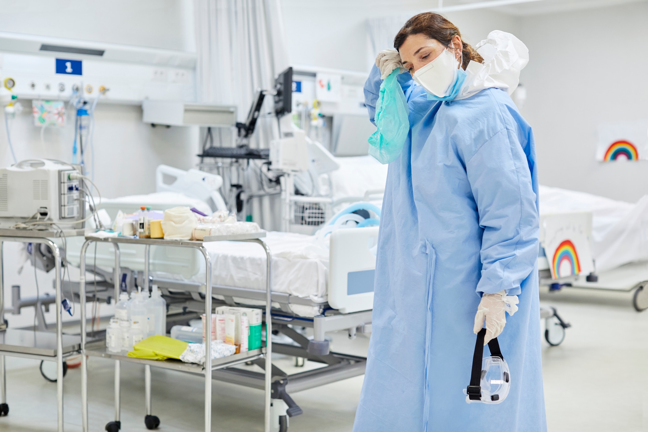 Exhausted Medical Doctor/Nurse in ICU during Second Wave of COVID-19