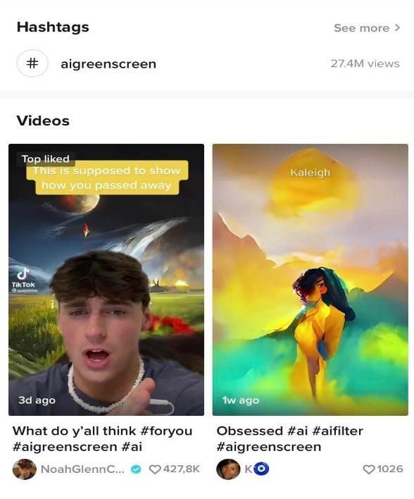 AIGreenScreen đang thịnh hành trên TikTok. Ảnh: Yến Hồng