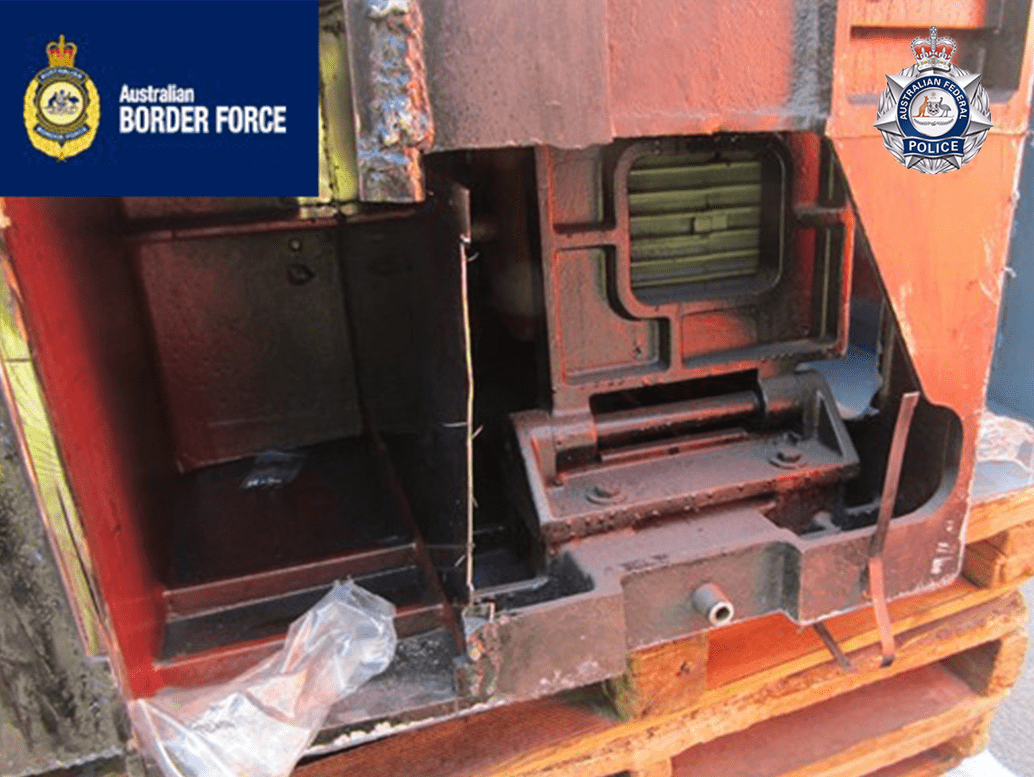 More than 11kg of pure powdered fentanyl and 30kg of methamphetamine were hidden inside in an industrial wooden lathe